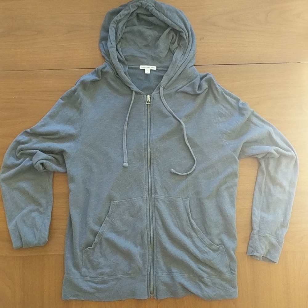 James Perse Zip Up Hoodie Blue Size 3 USA
